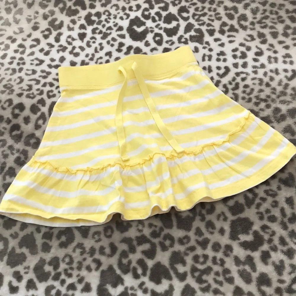NWOT Old Navy Girls Yellow White Stripe Ruffle Skirt Size XS 5